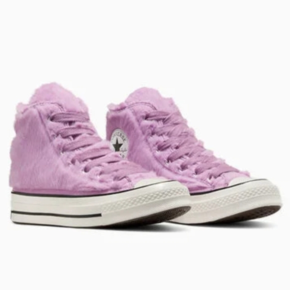 💓NEW!! CONVERSE PREMIUM Chuck 70 FAUX FUR High Top Sneakers/Pink A13382C - Picture 9 of 11